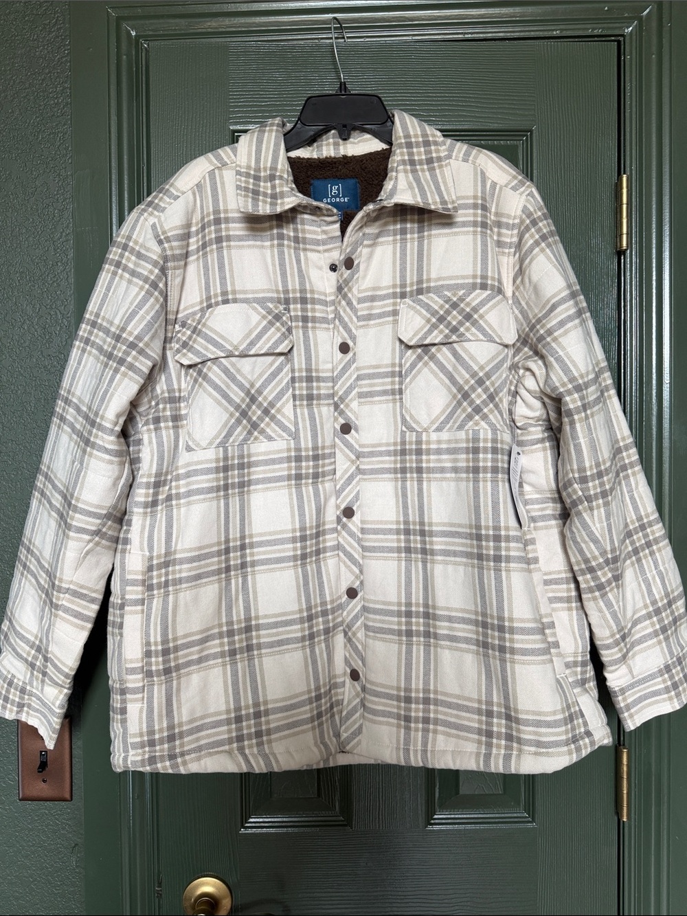 Sherpa lined men’s flannel jacket